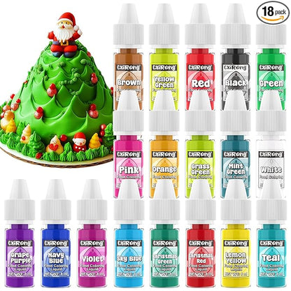 Food Coloring Liquid - 18 Vibrant Colors Food Dye Colorantes Para Reposteria, Highly Concentrated Cake Decorating Food Coloring for Icing, Cake, Baking, Frosting, Easter Egg, Macaron, Slime - 6ml