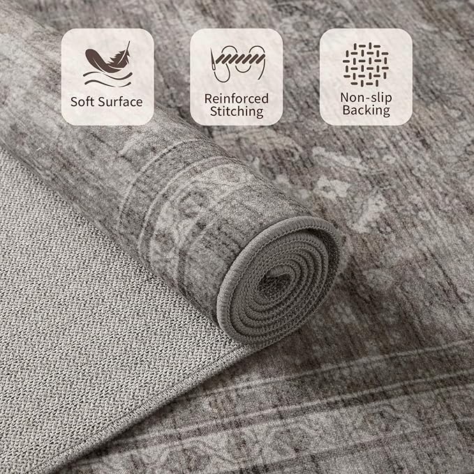 Rugxara 2x10 Runner Rug, Washable Kitchen Rugs, Non Slip Low Pile Area Rug - Image 4