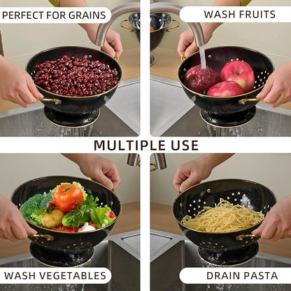 Metal Colander 2 Pack, 3.5 Quart Powder Coated Self-draining Solid Ring Base - Image 6