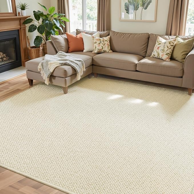 Faux Jute Area Rug 6'x9', Washable & Non-Slip, No Odor. Farmhouse Boho Style by Unknown