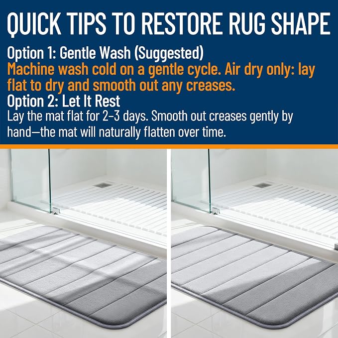 OLANLY Memory Foam Bath Mat 35x24, Super Soft Absorbent Bathroom Rugs, Quick Dry - Image 3