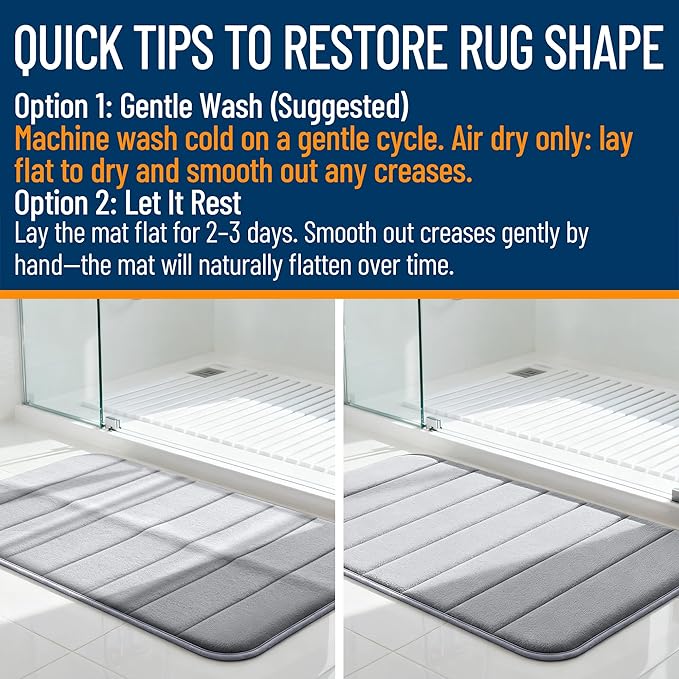 OLANLY Memory Foam Long Bathroom Rugs Runner 59x20, Super Soft Absorbent Bath - Image 3