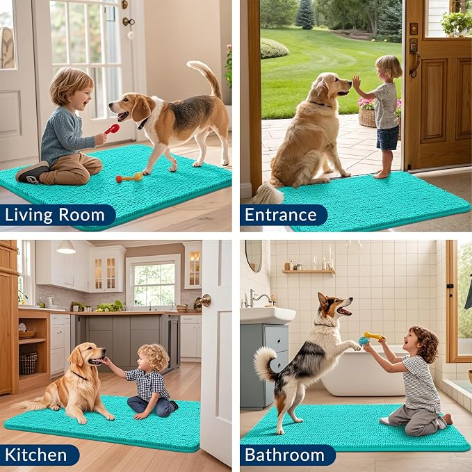 Smiry Dog Door Mat for Muddy Paws 70x32, Absorbent Dirt Trapper, Non-Slip - Image 7