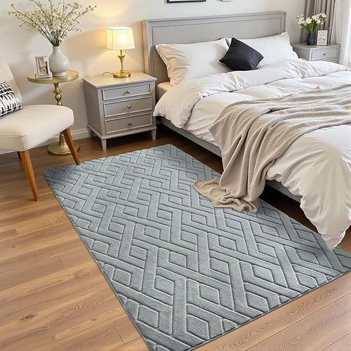 3x5 Grey Washable Area Rug for Bedroom, Modern Geometric Shag Non-Slip Living by VisittheFlagover