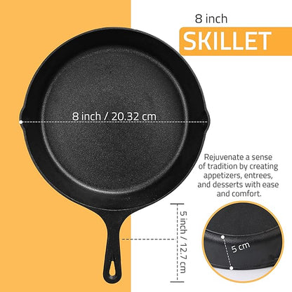 Utopia Kitchen Cast Iron Frying Pan 8 Inch, Cast Iron Chefs Pan, Pre Seasoned - Image 3