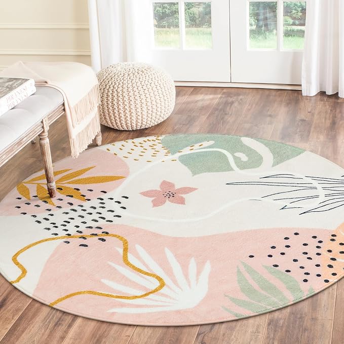 Lahome Pink Round Rugs 5Ft - Image 6
