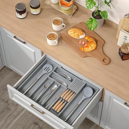 TIOPGHAD Bamboo-Silverware-Drawer-Organizer-Kitchen, Expandable Utensil Holder - Image 7