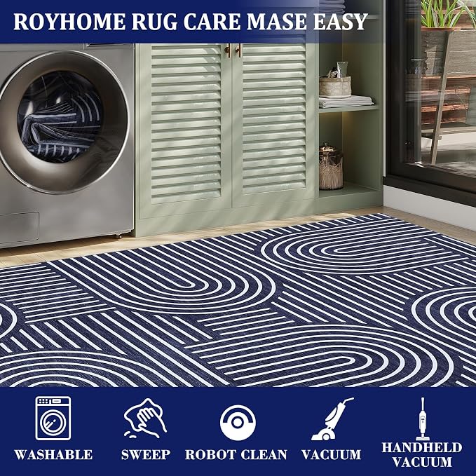 ROYHOME Modern Rug 2x6 Runners for Hallways, Abstract Kitchen Runner Rugs Non - Image 7
