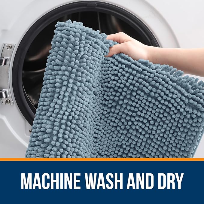 OLANLY Bathroom Rugs 36x24, Extra Soft Absorbent Chenille Bath Rugs, Rubber - Image 5