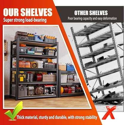 Set of 3 46" W Garage Shelving-2050 lbs 5 Tier Storage Shelves, Adjustable - Image 6