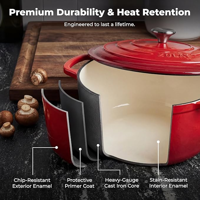 Zulay Kitchen 5 Quart Enameled Cast Iron Dutch Oven Pot - Image 5