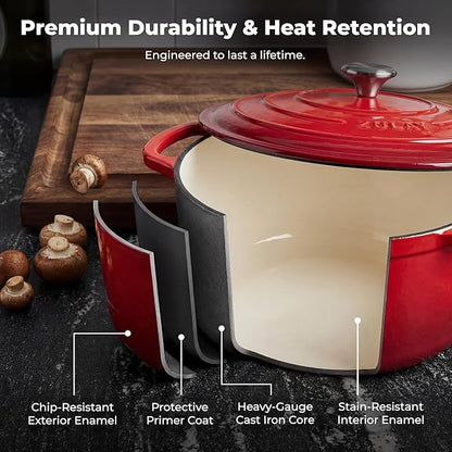 Zulay Kitchen 5 Quart Enameled Cast Iron Dutch Oven Pot - Image 5