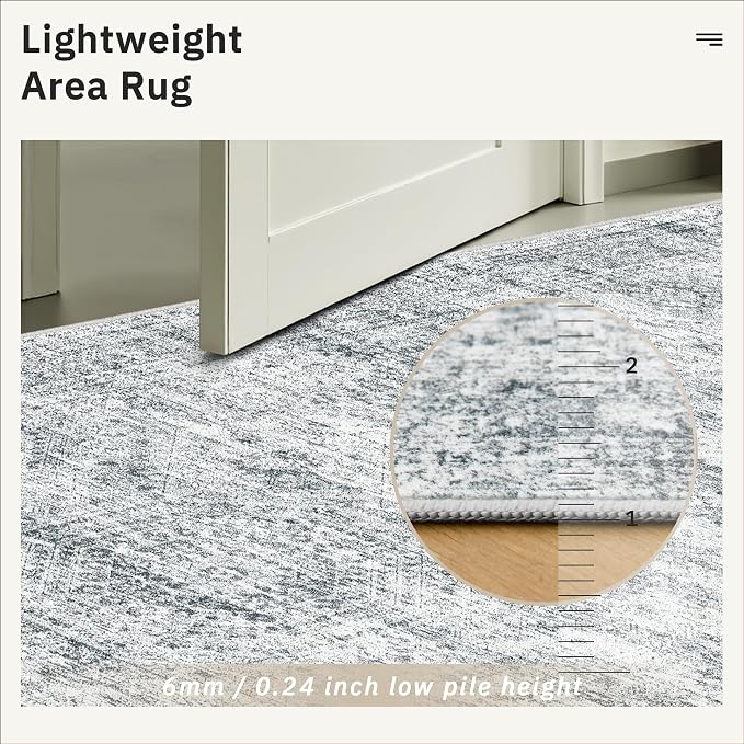Soalmost 12x15 Washable Area Rug Gray Neutral Abstract Living Room Large Carpet - Image 8