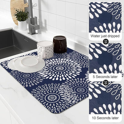 LuxStep Dish Drying Mat Super Absorbent Kitchen Counter Mat Rubber Backing - Image 4