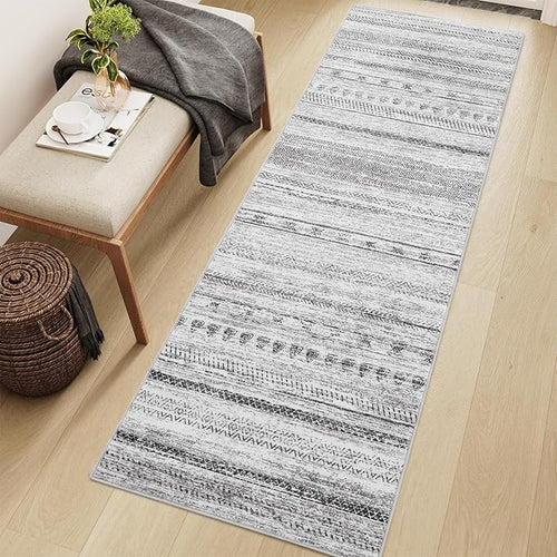 2x8 Runner Rug Machine Washable Non Slip Area Rug Distressed Neutral Moroccan by Tchdio