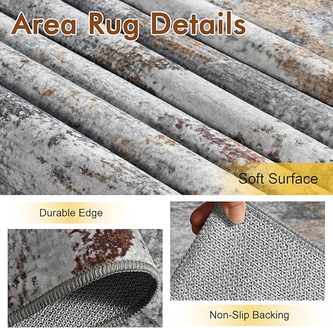 4x6 Ft Abstract Area Rugs for Living Room, Soft Non-Slip Modern Washable Rugs - Image 6