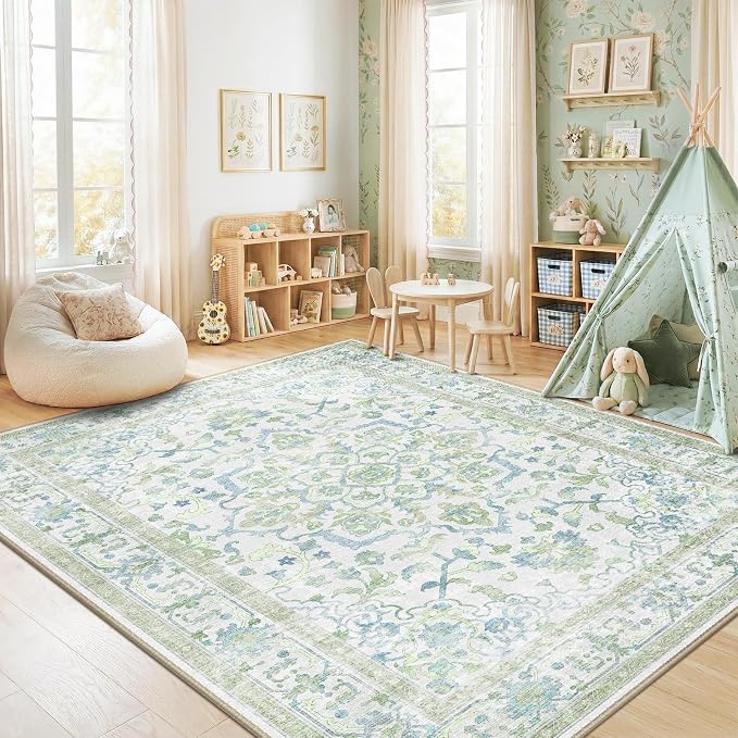 CAPALOCA Machine Washable Rugs Nursery Rug 5x7 Cute Girl Non Slip Low Pile - Image 4