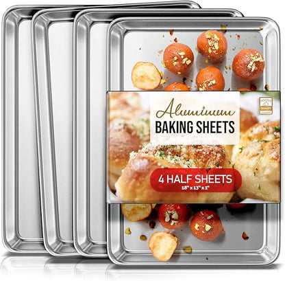 Eatex Aluminum Baking Sheet Set, 4 Pack Cookie Sheet Set, 18” x 13” Steel by Eatex