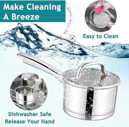 E-far Stainless Steel Saucepan - 1QT & 2QT &3QT - Image 7