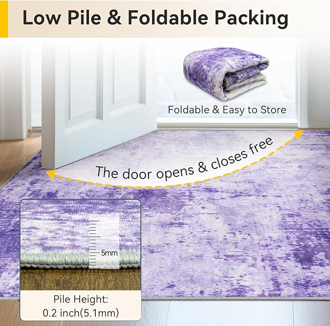 RELEANY Washable Area Rugs Square 8ft Non-Slip Modern Abstract Soft - Image 4