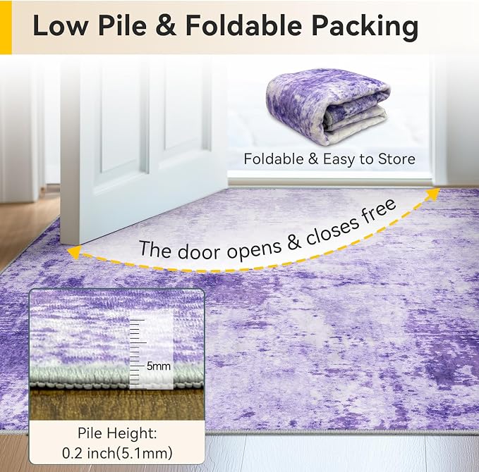 RELEANY Washable Area Rugs 3'x5' Non-Slip Modern Abstract Soft - Image 7