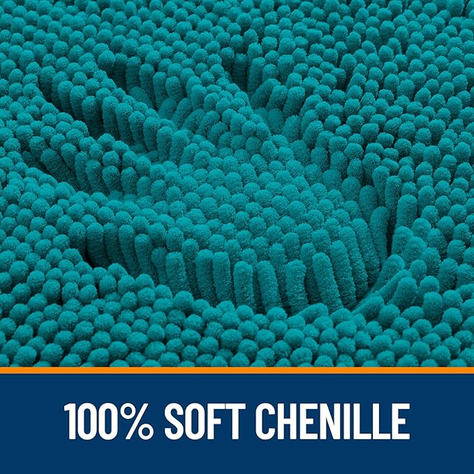 OLANLY Bathroom Runner Rugs 44x24, Soft Absorbent Chenille Bath Rugs, Rubber - Image 3