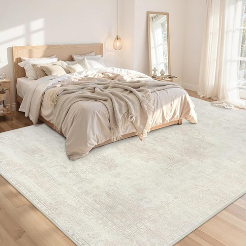 8x10 Area Rugs for Living Room: Vintage Boho Neutral Washable Rug Indoor Soft - Image 2