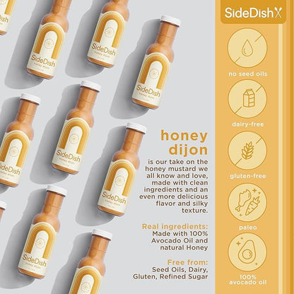 SideDish Honey Dijon Dressing (Pack of 3) – Seed Oil Free Made w/Avocado Oil – Refined Sugar Free, Dairy & Gluten Free Dip & Marinade – Paleo Honey Mustard Dressing for Dips, Sauces