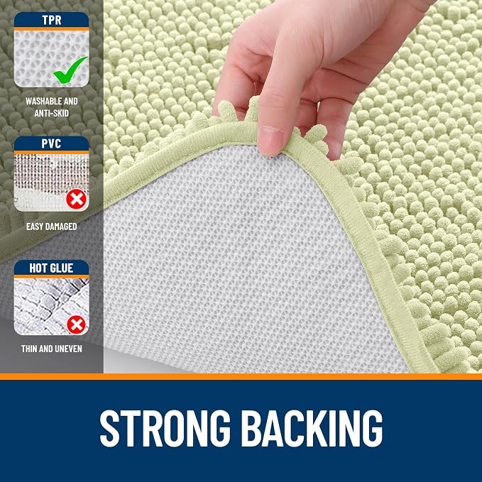 OLANLY Bathroom Runner Rugs 47x20, Soft Absorbent Chenille Bath Rugs, Rubber - Image 6