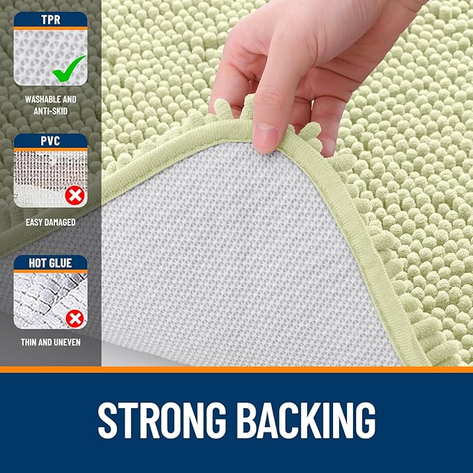 OLANLY Bathroom Rugs 30x18, Extra Soft Absorbent Chenille Bath Rugs, Rubber - Image 6