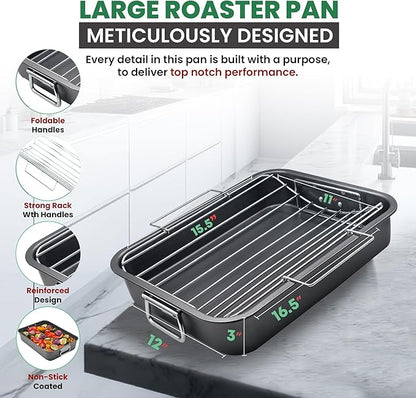 Large Roasting Pan With Rack 12” x 16” - Image 3