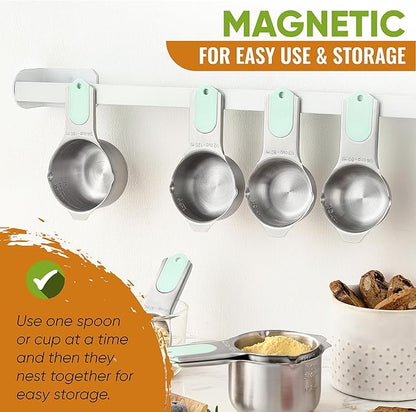 Spring Chef Magnetic Measuring Cups & Spoons Set, Strong N45 Magnets, Heavy - Image 4