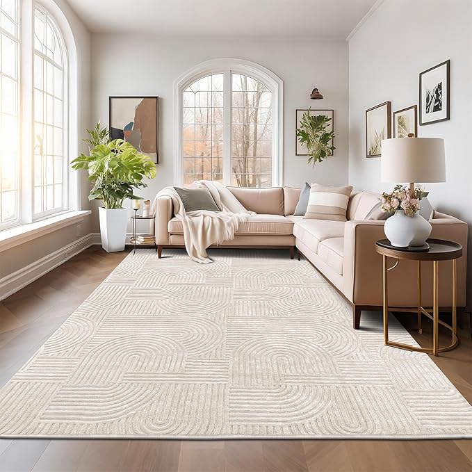 Pauwer 9x12 Washable Area Rugs for Living Room Modern Beige Solid Color Soft - Image 7
