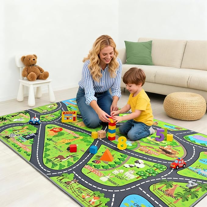 Zoo Adventure Kids Rug, Cute Animal Play Mat - Image 4