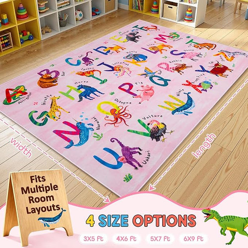 3x5 ABC Classroom Rug for Kids Playroom, Alphabet Rug - Image 2