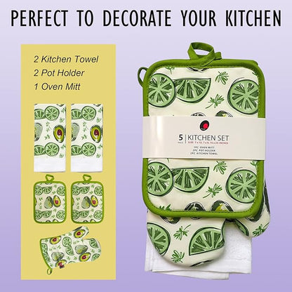 Oven Mitts and Potholders Dish Towles Set 100% Cotton - Image 2