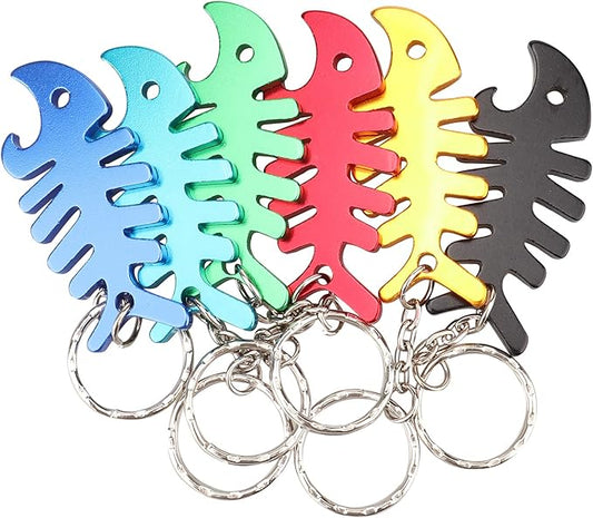 SWATOM Fish Bone 6PCS Bottle Opener Keychain Beer Openers Tool Key Chain Ring by SWATOM