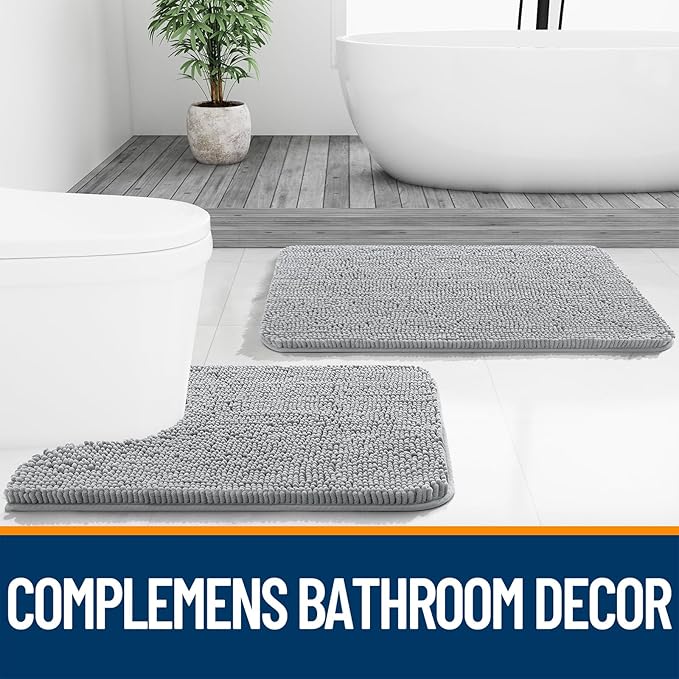 OLANLY Bathroom Rugs 35x24, Extra Soft Absorbent Chenille Bath Rugs, Rubber - Image 8