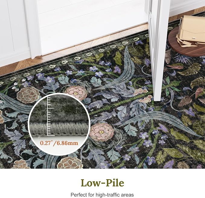 AMTOVO 2x3 Washable Entryway Area Rug Door Mat, Vintage Boho Floral Distressed - Image 9