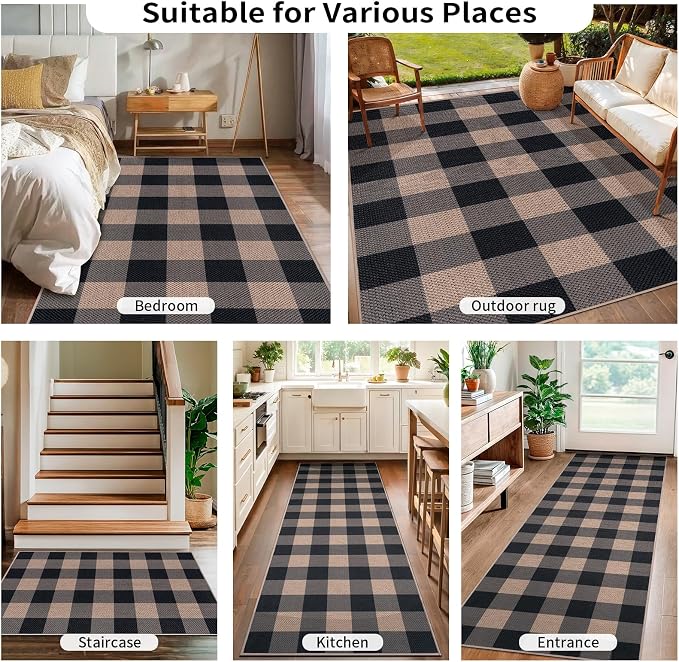 Tangsoo Checkered Easy Jute Rug, 2x3 Washable Ultra Thin Rug - Image 8