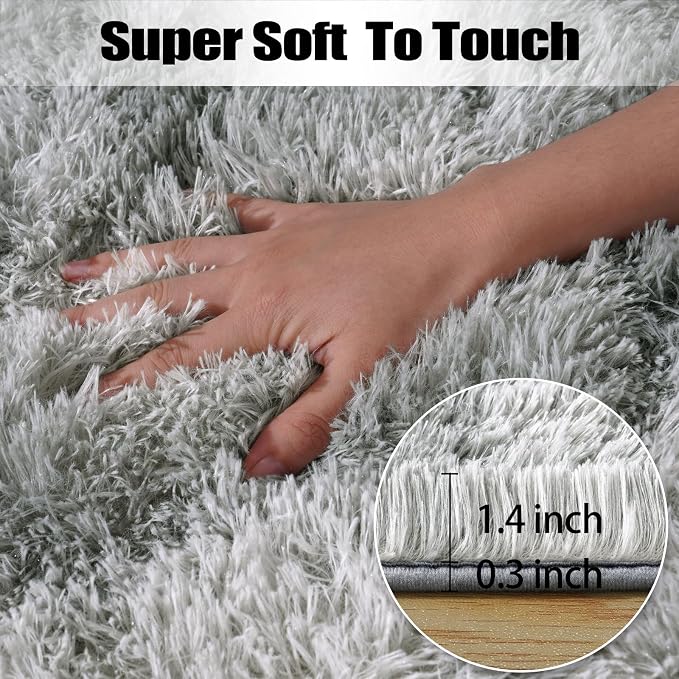 qulint Living Room Rug 8x10, Soft Fluffy Rug - Image 2