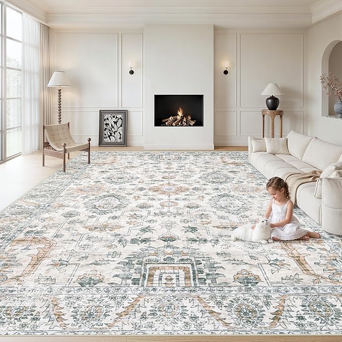 XLUEZ Area Rug 10x14 Living Room Rugs, Machine Washable Vintage Distressed Boho by XLUEZ