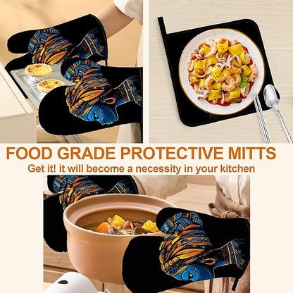 Black Women Oven Mitts & Potholder Set of 4 - Image 5
