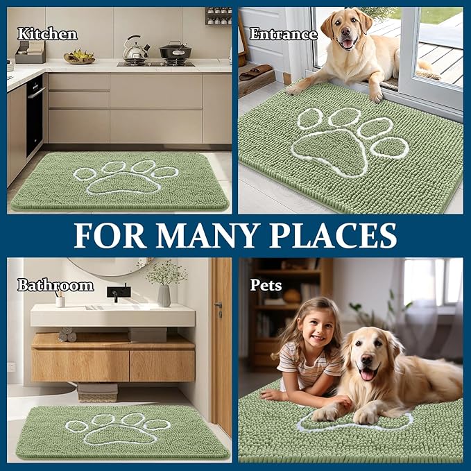 OLANLY Dog Door Mat for Muddy Paws 59x24, Paw Print Design, Absorbs Moisture - Image 8