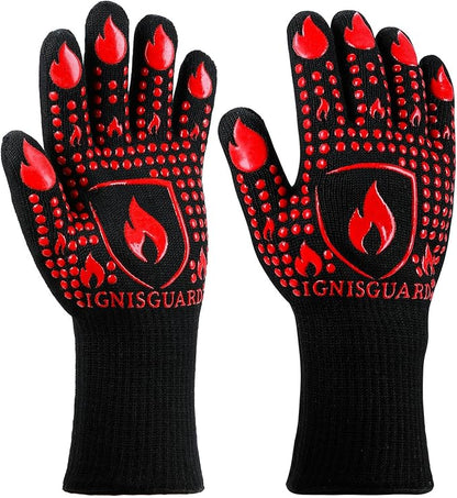 BBQ & Grill Gloves, Oven Gloves, 1472°F Silicone Oven Mitts Heat Resistant by IGNISGUARD