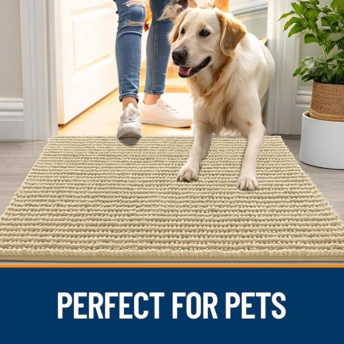 OLANLY Dog Door Mat for Muddy Paws 24x16, Ultra Absorbent Chenille Mud Doormat - Image 6