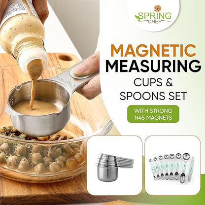 Spring Chef Magnetic Measuring Cups & Spoons Set, Strong N45 Magnets, Heavy - Image 3