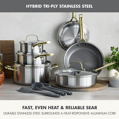 GreenPan Hybrid 13 Piece Nonstick Stainless Steel Cookware Set, APEX Tri-Ply - Image 3