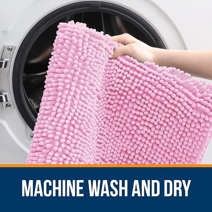 OLANLY Bathroom Rugs 30x18, Extra Soft Absorbent Chenille Bath Rugs, Rubber - Image 5