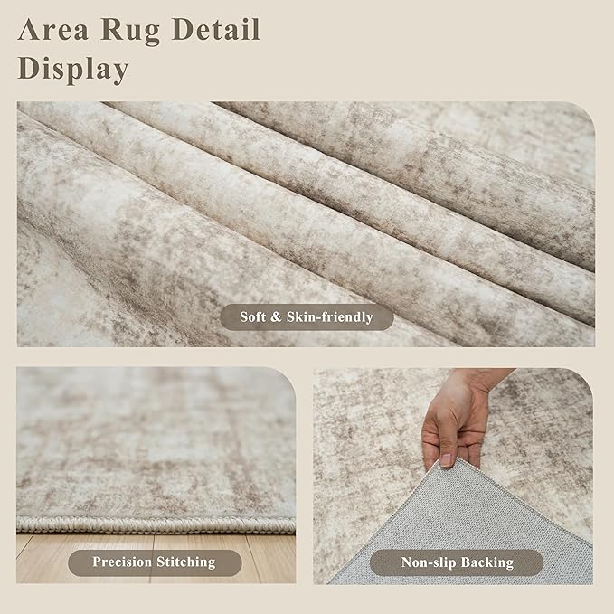 12x12ft Square Living Room Rug – Non-Slip Washable Extra Large Floor Carpet - Image 6